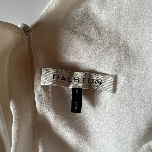 Halston Draped Sleeve Tapered Leg Crepe Jumpsuit White Size 0 - Picture 11 of 16